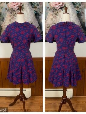 Darling Vintage 1970s Hartsville PA Floral Denim Mini Dress